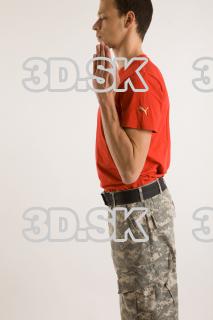 Arm flexing reference of body red shirt army jeans brown…